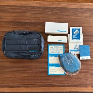 Vintage 80s Pan Am First Class Blue Amenities Bag